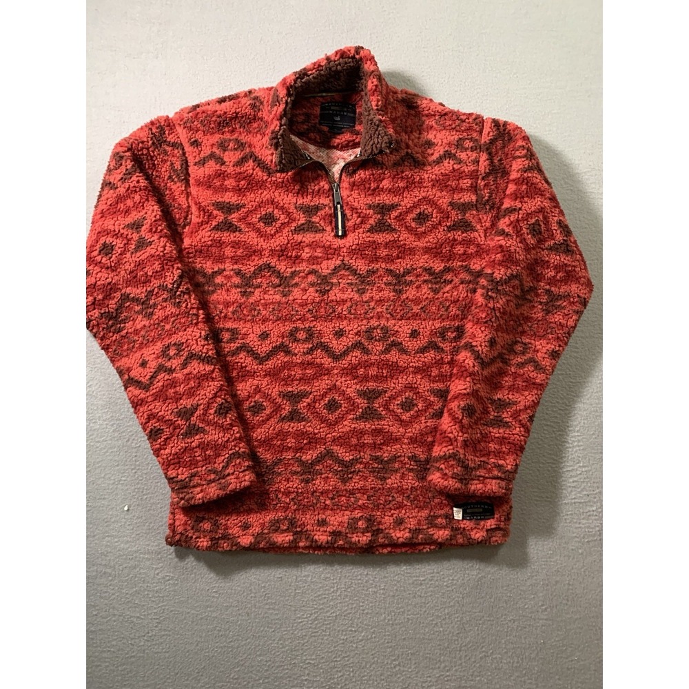 Southern Marsh 1/4 Zip Appalachian Peak Red Aztec Sherpa Pullover Womens Small